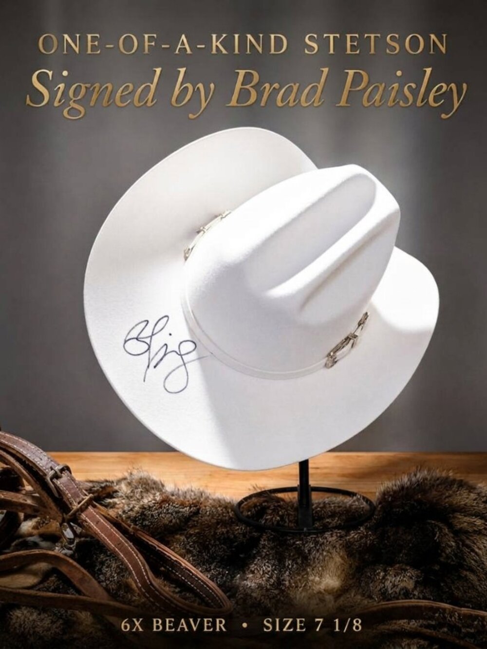 COUNTRY MUSIC SUPERSTAR’S hat includes signed letter from CEO of Stetson